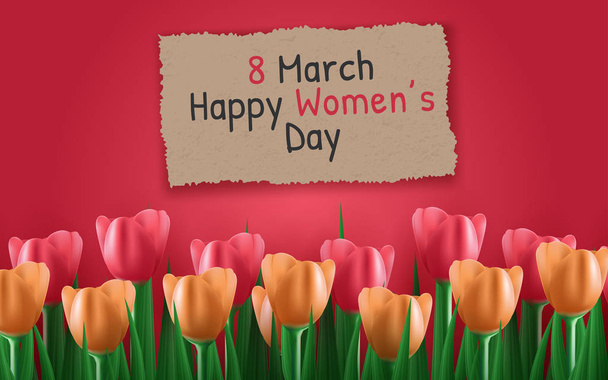 Bannière pour la Journée internationale de la femme. Flyer pour le 8 mars avec le décor de fleurs. Illustration vectorielle
 - Vecteur, image
