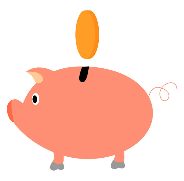 Piggy bank, illustration, vector on white background. - Vector, Image