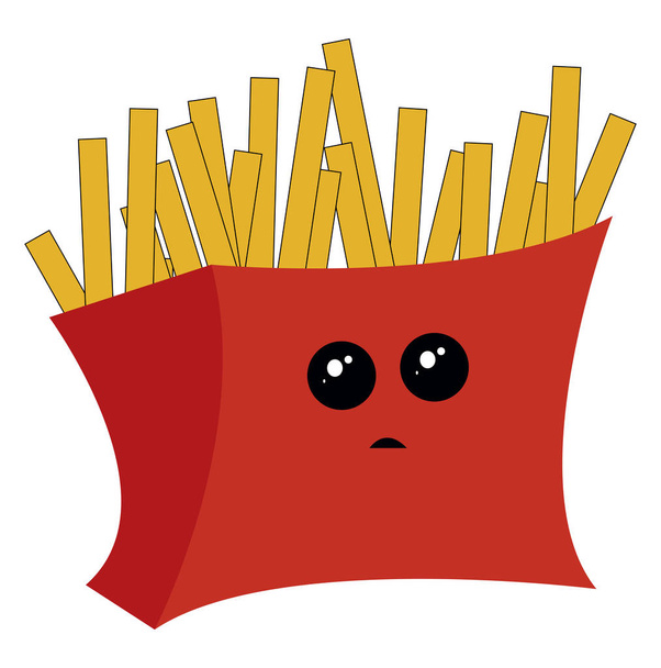 French fries, illustration, vector on white background. - Vector, Image