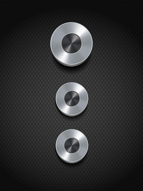 silver control buttons on black - Vector, imagen