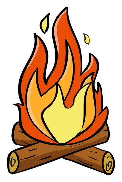 Bonfire, illustration, vector on white background. - Vector, Image