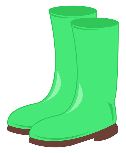 Groene laarzen, illustratie, vector op witte achtergrond. - Vector, afbeelding