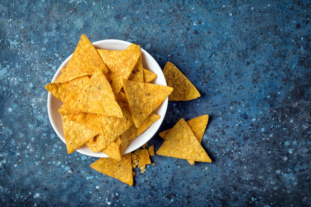Top view of mexican nachos chips - 写真・画像