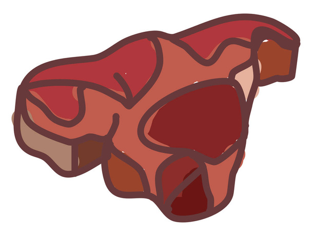 Big steak, illustration, vector on white background. - Vetor, Imagem