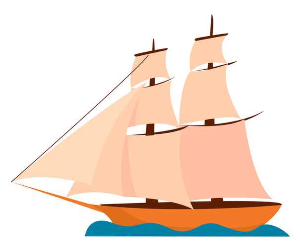Big ship, illustration, vector on white background. - Vetor, Imagem