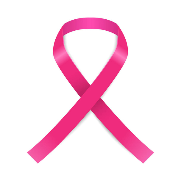 pink ribbon, breast cancer awareness symbol, isolated illustrati - Vector, Image