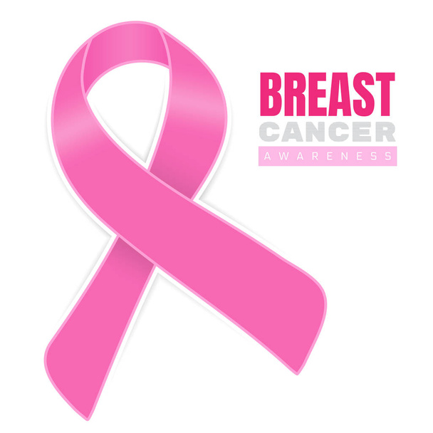 Σχεδιασμός ευαισθητοποίησης του καρκίνου του μαστού με ροζ κορδέλα υποστήριξης απομονωμένη - Διάνυσμα, εικόνα