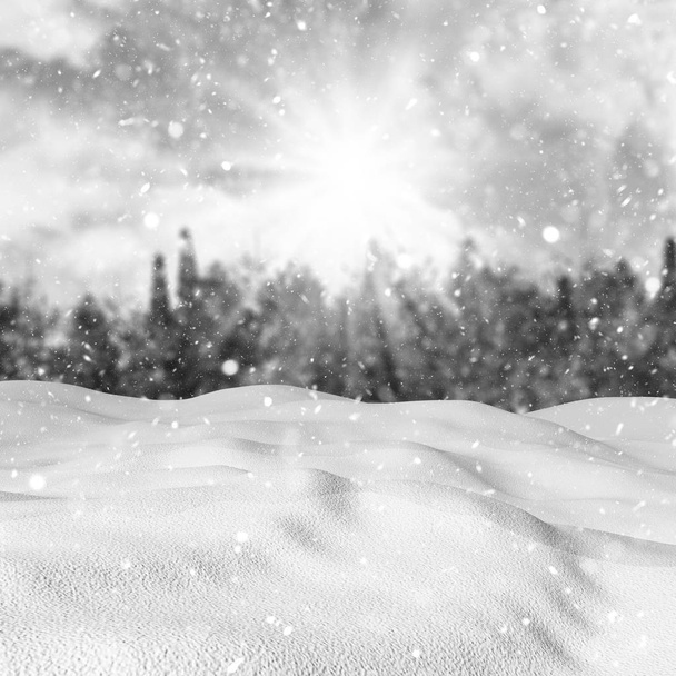 3D hó a defocussed téli táj ellen - Fotó, kép