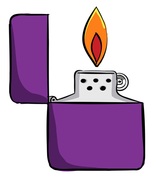 Purple lighter, illustration, vector on white background. - Vetor, Imagem