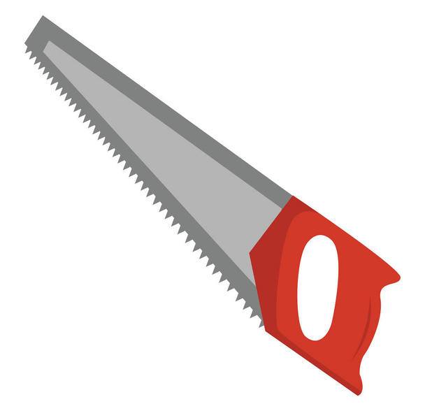 Red saw, illustration, vector on white background. - Vector, Image