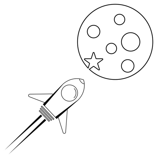 ロケットは月のサインeps 10に飛ぶ - ベクター画像