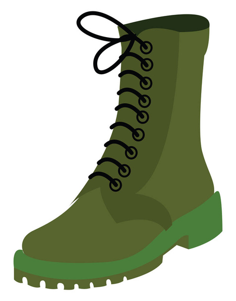 Green boot, illustration, vector on white background. - Vetor, Imagem