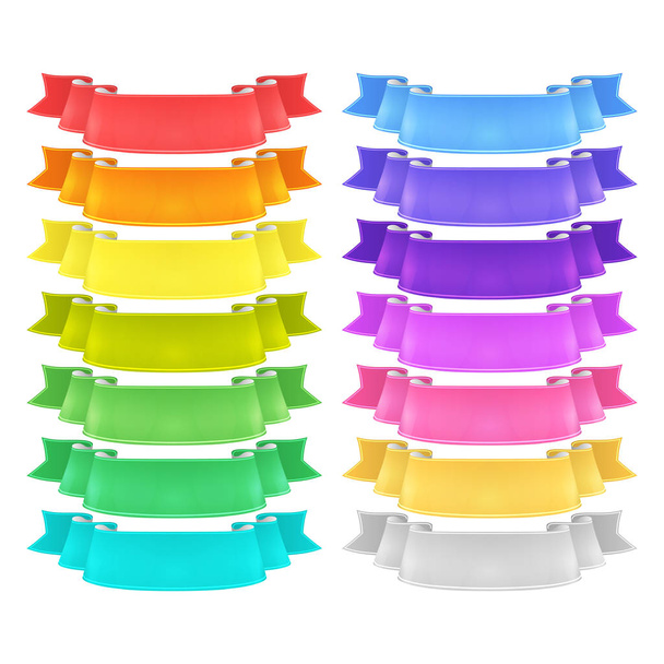 isolated vector colored satin ribbons set - Vektor, Bild