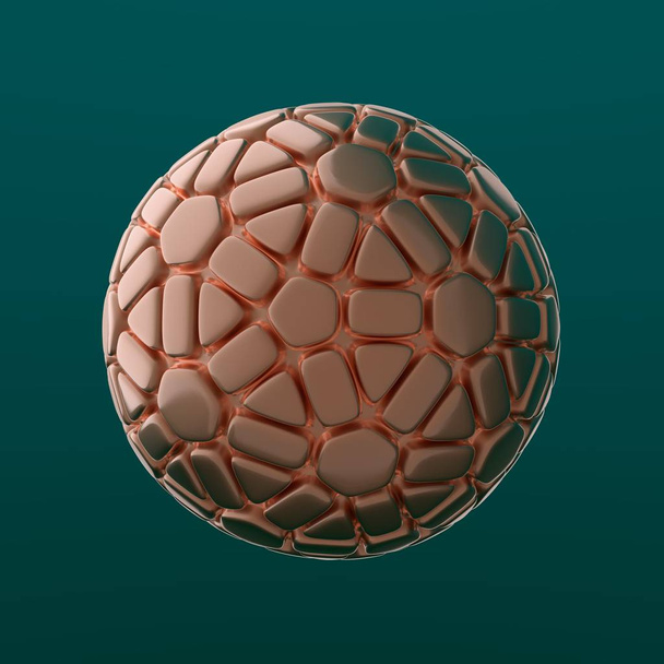 Abstraktní 3d zlatý lesklý míč na akvamarínovém pozadí - Fotografie, Obrázek