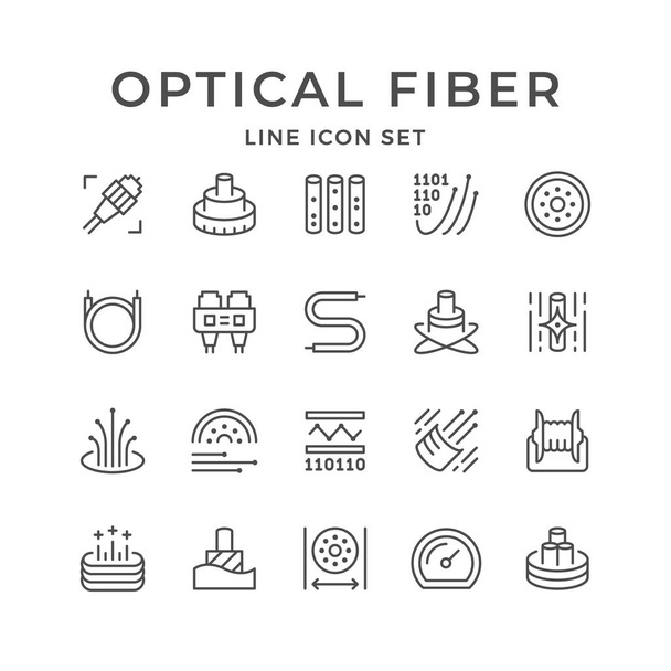Définir les icônes de ligne de fibre optique - Vecteur, image