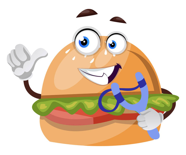 Burger avec fronde, illustration, vecteur sur fond blanc
 - Vecteur, image