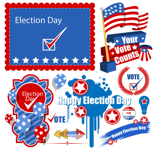 米国の選挙の日のグラフィックの設定 - ベクター画像