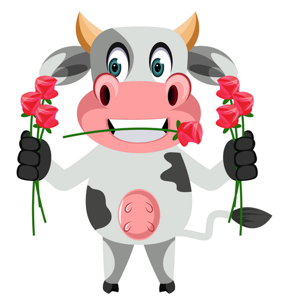 Vache avec fleurs, illustration, vecteur sur fond blanc
. - Vecteur, image