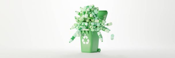 Plastic waste and recycle problem concept, original 3d rendering - Foto, Bild