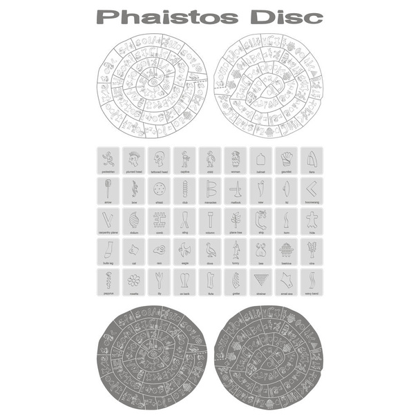 monochrome vector illustration with Phaistos disc - Vector, Image