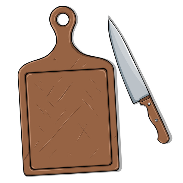 Vector cutting board and knife - Vector, Image