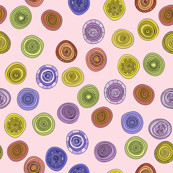abstract vector vintage colored circles seamless pattern - Вектор, зображення