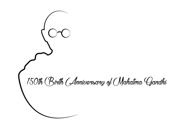 150th rocznica urodzenia Mahatma Gandhi, jeden szkic linii twórczej ilustracji wektor 2 października Gandhi Jayanti z ładnym i pięknym projektem, wektor izolowane na białym tle - Wektor, obraz