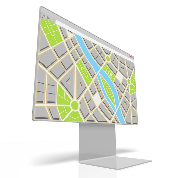 3D computer monitor, map concept - Photo, Image