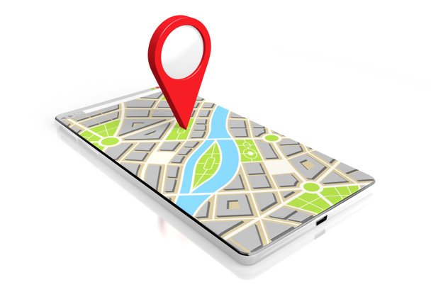 Smartphone 3D, mapa - concepto de ubicación
 - Foto, imagen