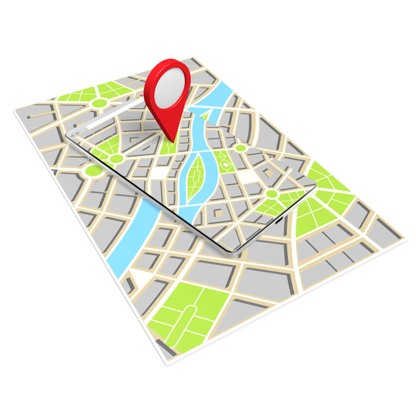 Smartphone 3D, mapa - concepto de ubicación
 - Foto, imagen