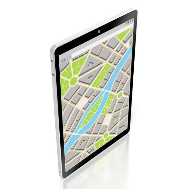 3D tabletta, térképkoncepció - Fotó, kép