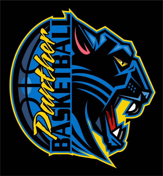 diseño del equipo de baloncesto pantera con pelota y media mascota para la escuela, universidad o liga
 - Vector, Imagen