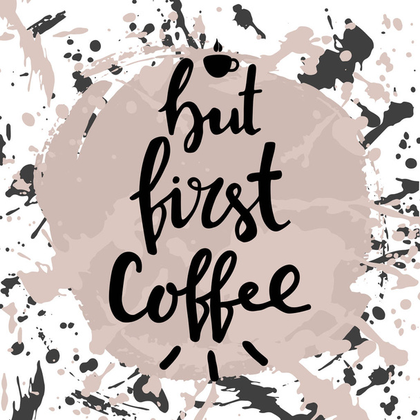 Coffee lettering with hand drawn textured background - Vektor, kép