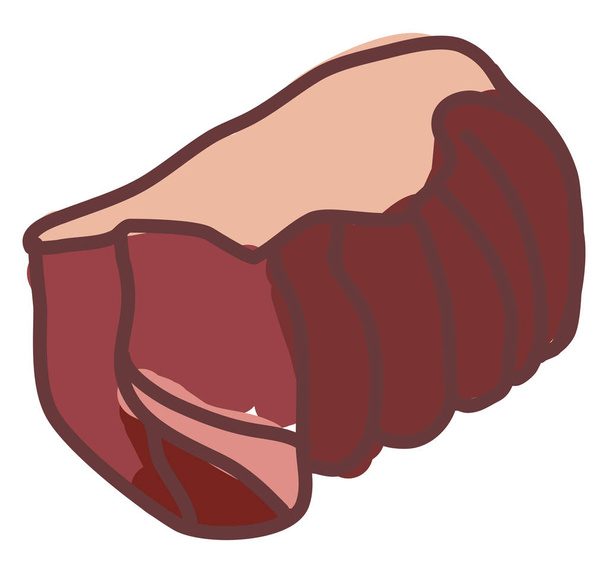Red meat, illustration, vector on white background. - Vector, Image