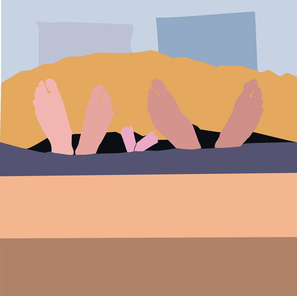 Family feet, illustration, vector on white background. - Vector, Image