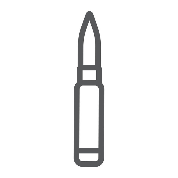 Icono de la línea de lanzamiento de cohetes, ejército y militares, signo de cartucho de rifle, gráficos vectoriales, un patrón lineal sobre un fondo blanco
. - Vector, imagen