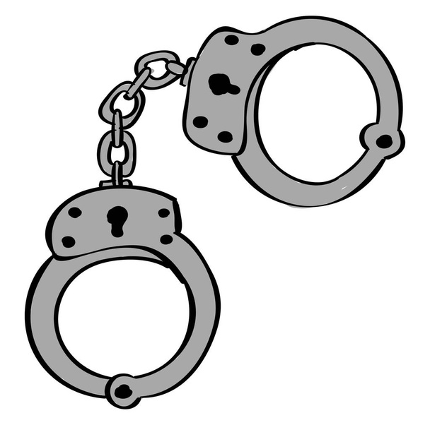 Handcuffs, illustration, vector on white background. - Vector, Image