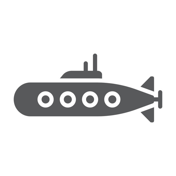 Ícone de glifo submarino militar, marinha e militar, sub-sinal do exército, gráficos vetoriais, um padrão sólido em um fundo branco
. - Vetor, Imagem