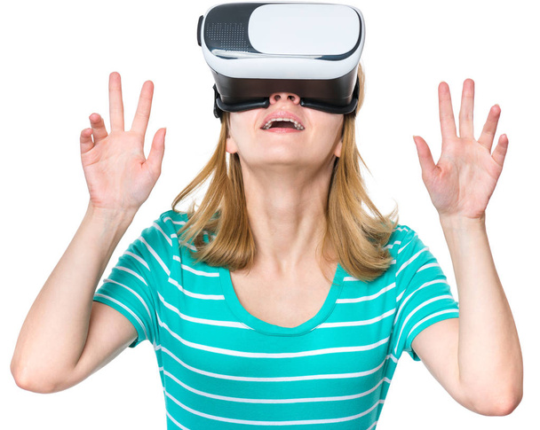Vrouw in Virtual Reality Bril - Foto, afbeelding