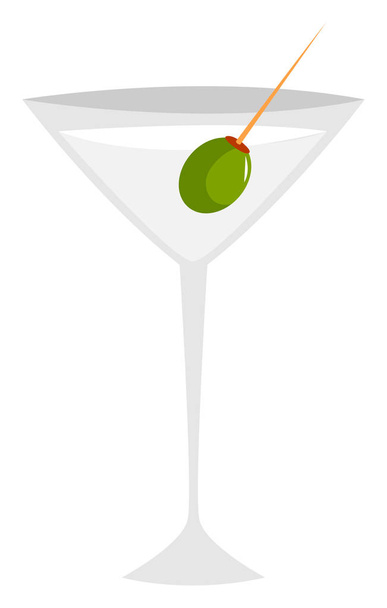 Martini with olive, illustration, vector on white background. - Vector, Image