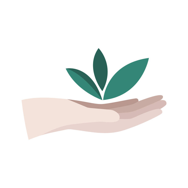 Hand hold green plant. Environmental, reforestation, eco concept - Vektor, Bild