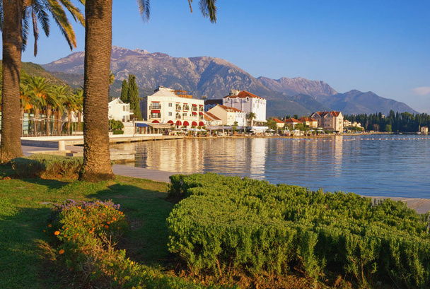 Набережная города Тиват в солнечный осенний день. Черногория, Адриатическое море, Которский залив
 - Фото, изображение