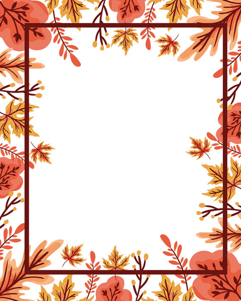 hojas de otoño planta marco estacional
 - Vector, Imagen
