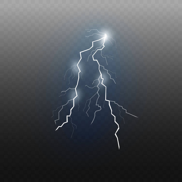 Bright flash of electric blue lightning with a glow effect. - Vektor, obrázek