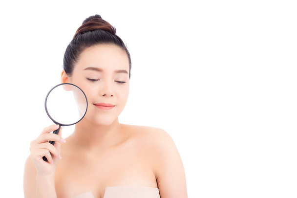 Πορτραίτο της όμορφης Ασίας γυναίκα με καθαρό φρέσκο πρόσωπο, κορίτσι MA - Φωτογραφία, εικόνα