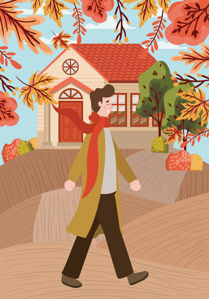 homem com terno de outono na cidade
 - Vetor, Imagem