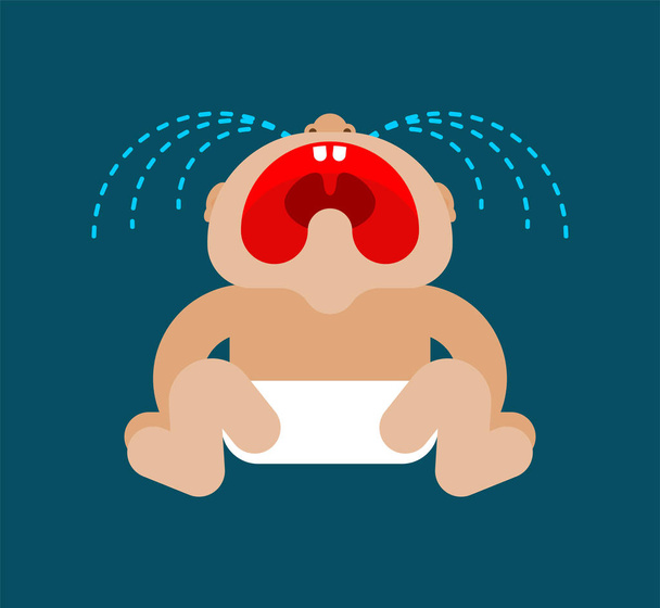 Crying baby isolated. Little child cry. vector illustration - Vector, Image