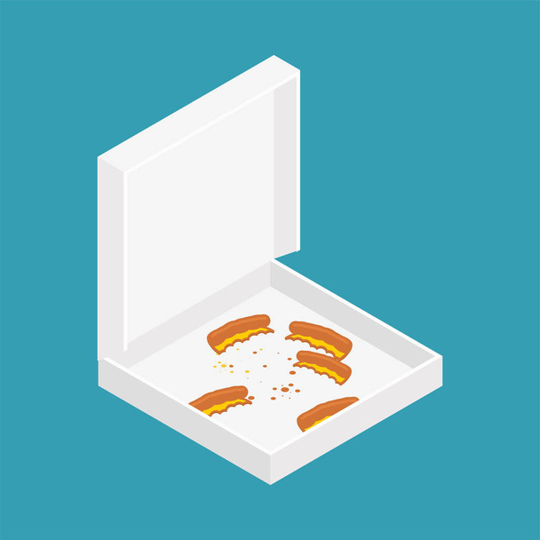 Pizzakruste in Schachtel offen isoliert. Vektorillustration - Vektor, Bild