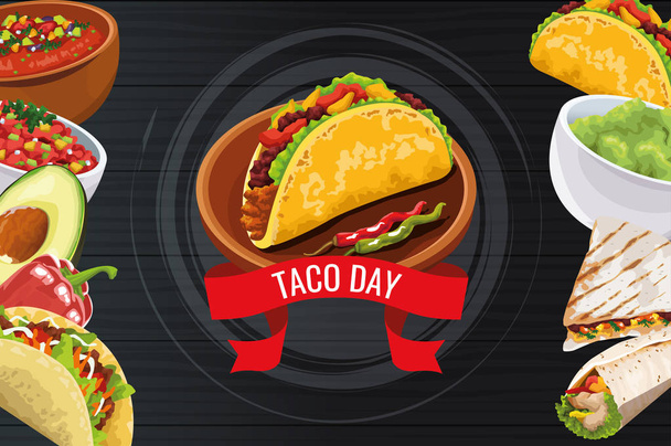 Εθνικός σχεδιασμός εορτασμών Taco Day - Διάνυσμα, εικόνα