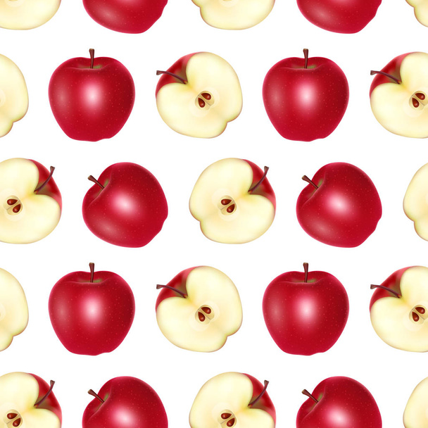 rote Äpfel nahtlose endlose Muster auf weißem Hintergrund, kann in der Lebensmittelindustrie für Tapeten, Poster, Geschenkpapier verwendet werden. Vektorillustration - Vektor, Bild